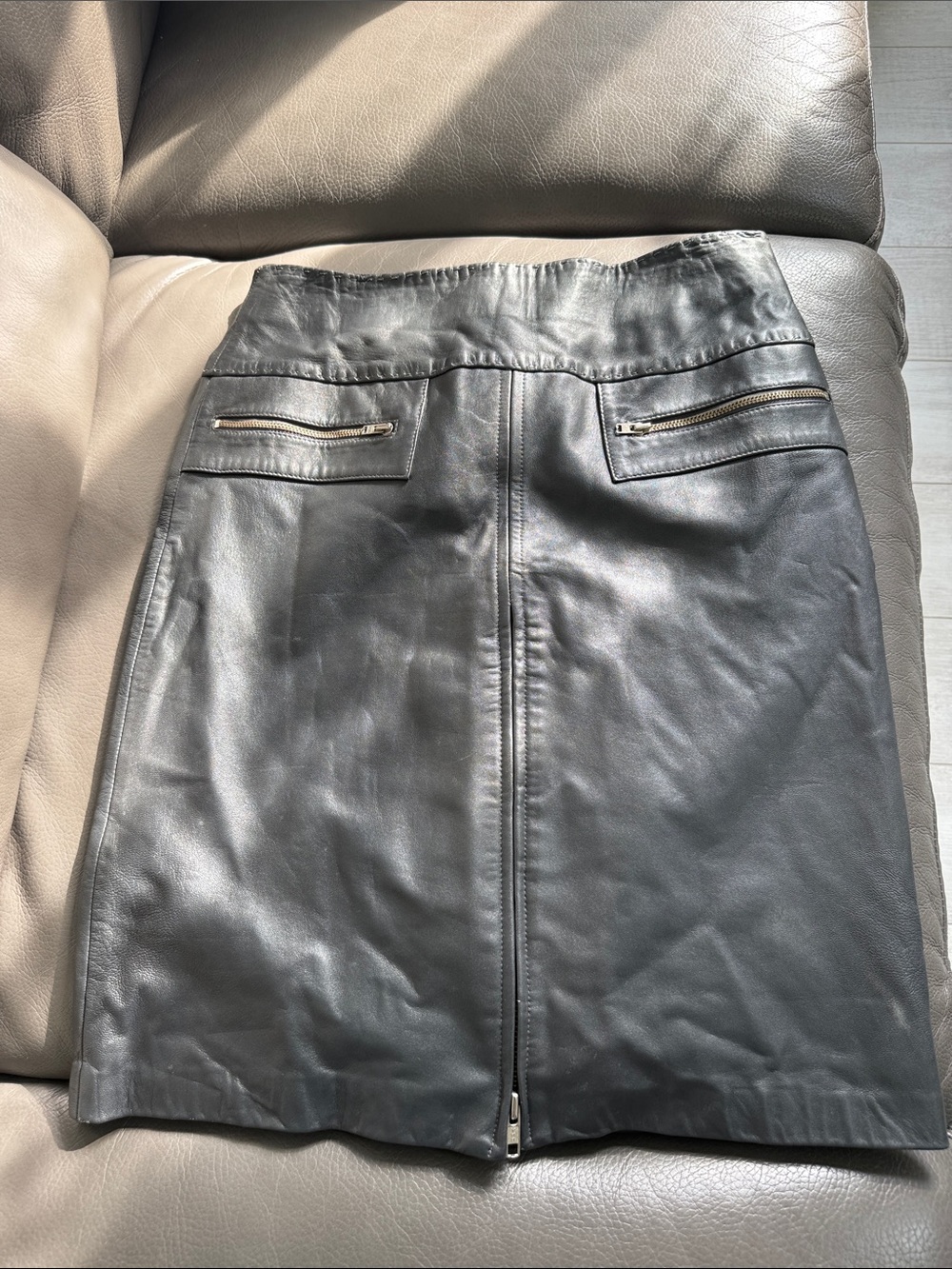 Cache Women's Leather Skirt in Gray